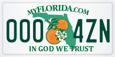 FL license plate 0004ZN