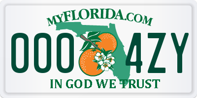 FL license plate 0004ZY
