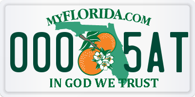 FL license plate 0005AT