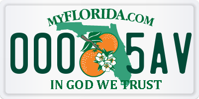 FL license plate 0005AV