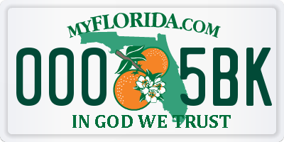 FL license plate 0005BK