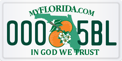 FL license plate 0005BL