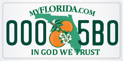 FL license plate 0005BO