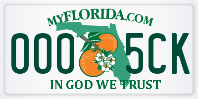 FL license plate 0005CK