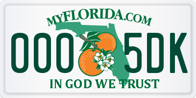 FL license plate 0005DK