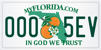 FL license plate 0005EV