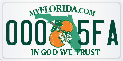 FL license plate 0005FA