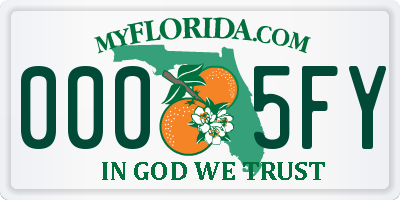 FL license plate 0005FY