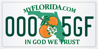 FL license plate 0005GF