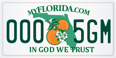 FL license plate 0005GM