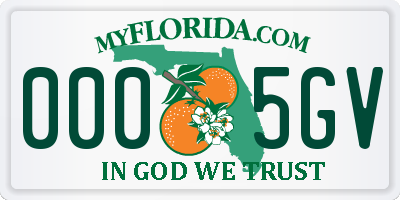 FL license plate 0005GV