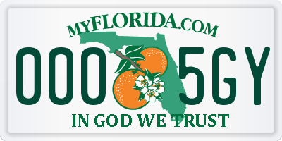 FL license plate 0005GY