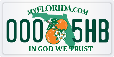 FL license plate 0005HB