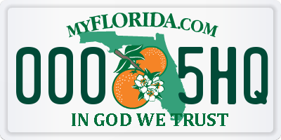 FL license plate 0005HQ