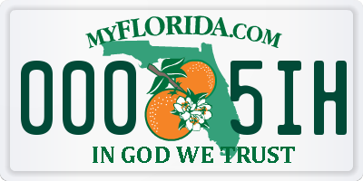FL license plate 0005IH