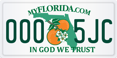 FL license plate 0005JC
