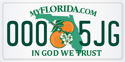 FL license plate 0005JG