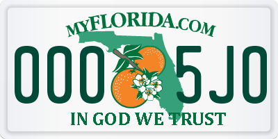 FL license plate 0005JO