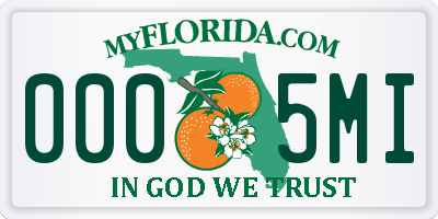 FL license plate 0005MI