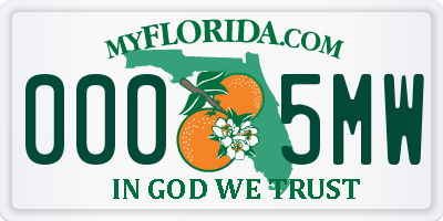 FL license plate 0005MW