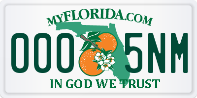 FL license plate 0005NM