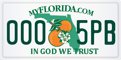 FL license plate 0005PB