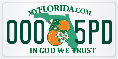 FL license plate 0005PD