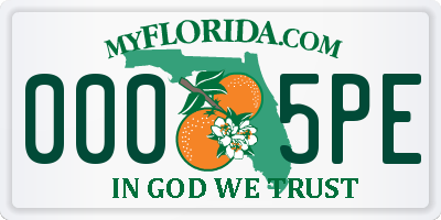 FL license plate 0005PE