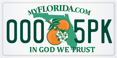 FL license plate 0005PK