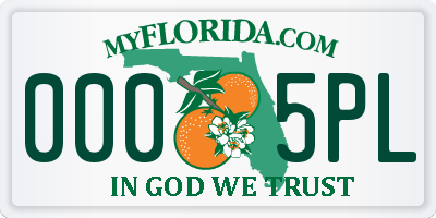 FL license plate 0005PL