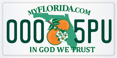 FL license plate 0005PU