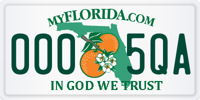 FL license plate 0005QA