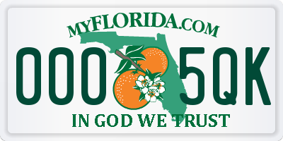 FL license plate 0005QK