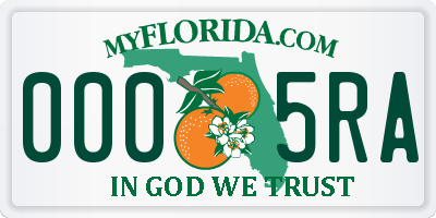 FL license plate 0005RA