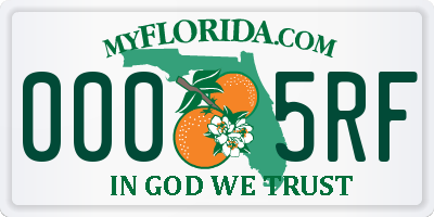FL license plate 0005RF