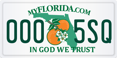 FL license plate 0005SQ