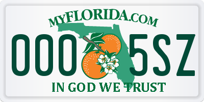 FL license plate 0005SZ