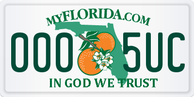 FL license plate 0005UC
