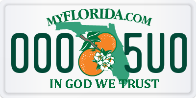 FL license plate 0005UO