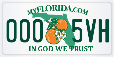 FL license plate 0005VH