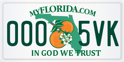 FL license plate 0005VK
