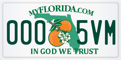 FL license plate 0005VM