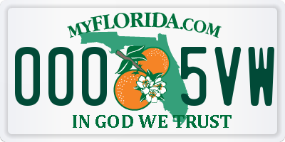 FL license plate 0005VW