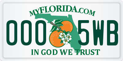 FL license plate 0005WB