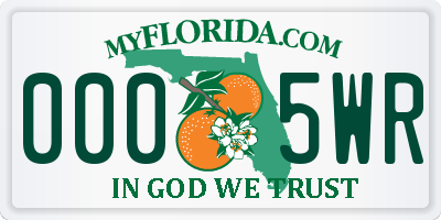 FL license plate 0005WR