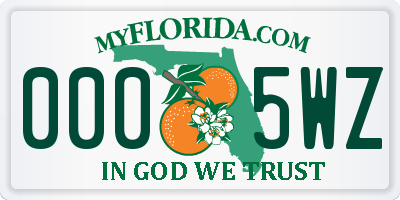 FL license plate 0005WZ