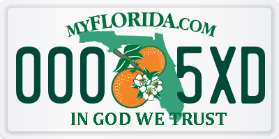 FL license plate 0005XD