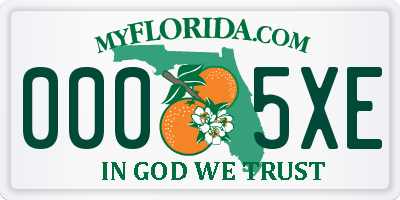 FL license plate 0005XE