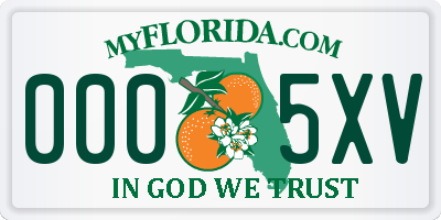 FL license plate 0005XV
