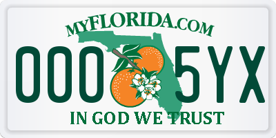FL license plate 0005YX
